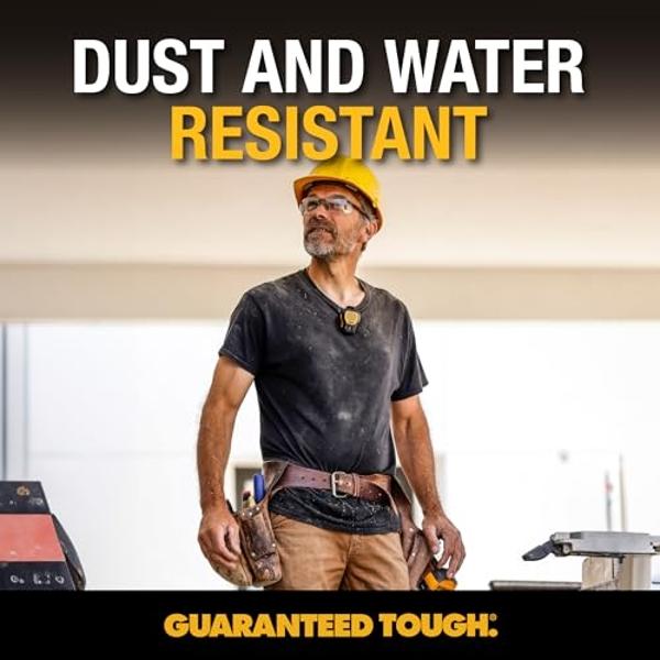 DEWALT Wearable Bluetooth Speaker (Updated Version), Clip-On Wireless Jobsite Pro Water-Resistant Portable Speaker (Non-Magnetic), Built-in Mic for Hands-Free Music/Calls, Bluetoot