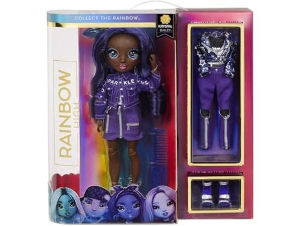 Rainbow High Krystal Bailey – Indigo (Dark Purple) Fashion Doll with 2 Outfits to Mix & Match and Doll Accessories, Great Gift and Toy for Kids 6-12 Years Old