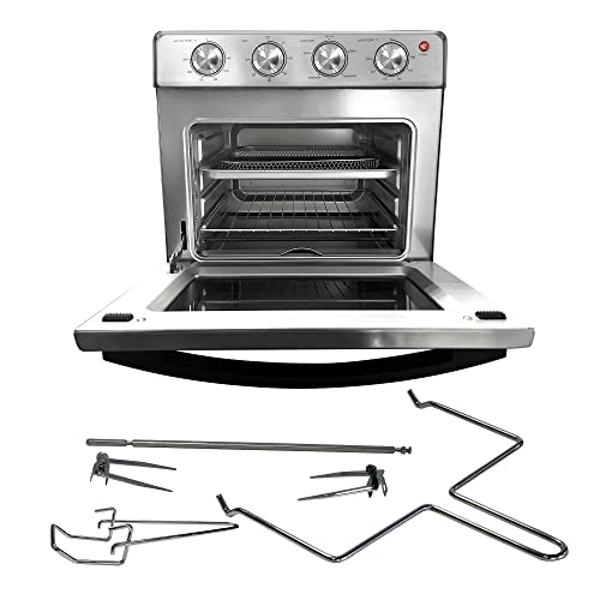 Koblenz Air Fryer Toaster Smart Oven, 4-in-1 Kitchen Countertop Convection, 27-Quarts XL, 100°-500°F Temperature Controls, Top and Bottom Heater, Adjustments Brushed Stainless Stee