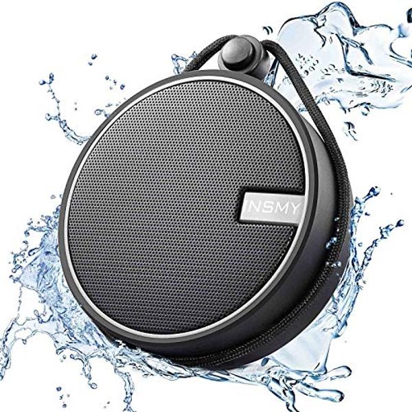 INSMY C12 IPX7 Waterproof Shower Bluetooth Speaker, Portable Small Speaker, Speakers Bluetooth Wireless Loud Clear Sound Support TF Card Suction Cup for Kayak Canoe Beach Gift (Bla