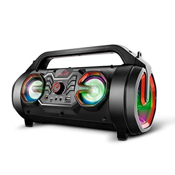 Portable Bluetooth Speaker with Subwoofer, Wireless Speakers with Booming Bass, FM Radio, RGB Lights, EQ, Stereo Sound, 10H Playtime, 30W Loud Speaker for Home, Outdoor, Party, Tra