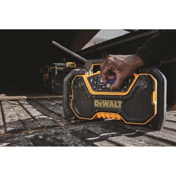 DEWALT 12V/20V MAX Portable Bluetooth Radio, Cordless, 100 ft Range, 3.5” Subwoofers, Jobsite (DCR028B)