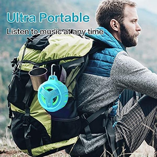 EBODA Waterproof Bluetooth Shower Speaker, IPX7 Floating Portable Wireless Small Speakers, 24H Playtime with RGB Light for Kayak, Beach, Pool Accessories, Gifts for unisex -Sky Blu