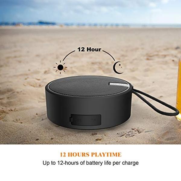 INSMY C12 IPX7 Waterproof Shower Bluetooth Speaker, Portable Small Speaker, Speakers Bluetooth Wireless Loud Clear Sound Support TF Card Suction Cup for Kayak Canoe Beach Gift (Bla