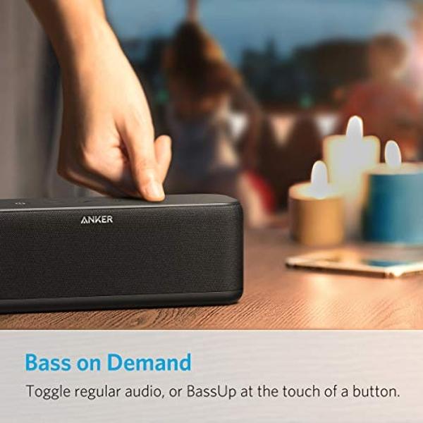 Anker SoundCore Boost 20W Bluetooth Speaker with BassUp Technology - 12h Playtime, IPX5 Water-Resistant, Portable Battery with 66ft Bluetooth Range/Superior Sound & Bass (Renewed)