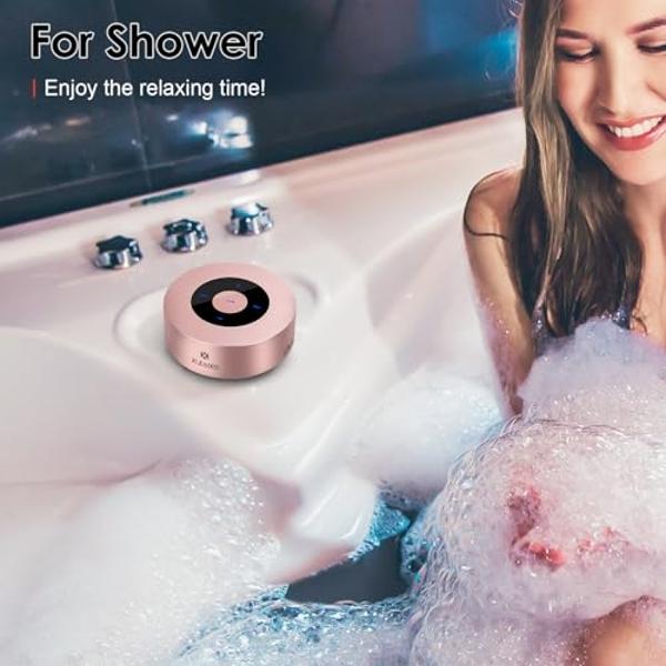 XLEADER [Smart Touch] Mini Bluetooth Speaker SoundAngel A8 (3rd Gen) Premium Rose Gold with Portable Waterproof Case Mic TF Card Aux, for iPhone iPad Shower Electronic Christmas Xm