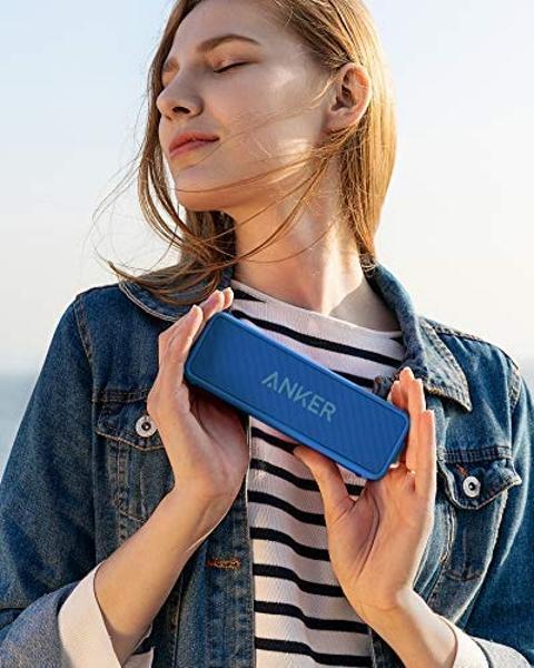 Anker Soundcore 2 12W Portable, Wireless Bluetooth Speaker with Better Bass, 24-Hour Playtime, 66ft Bluetooth Range, IPX7 Water Resistance, Built-in Mic, Ideal for Shower, Travel, 