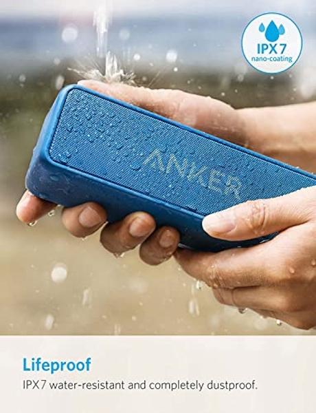 Anker Soundcore 2 12W Portable, Wireless Bluetooth Speaker with Better Bass, 24-Hour Playtime, 66ft Bluetooth Range, IPX7 Water Resistance, Built-in Mic, Ideal for Shower, Travel, 