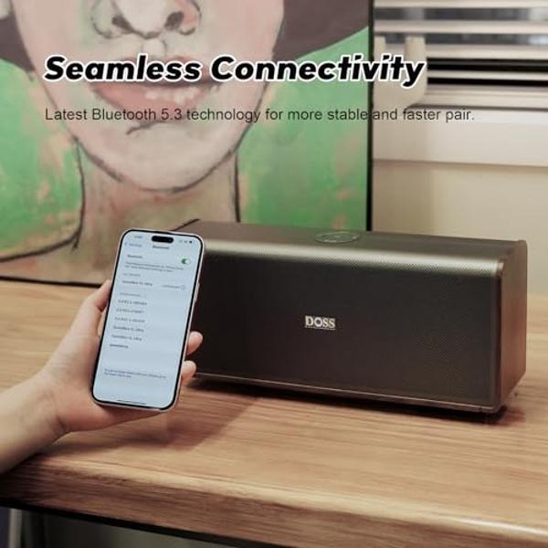 DOSS SoundBox Ultra Bluetooth Speaker with 2.1 Channel Audio, 80W Superior Sound with Deep Bass, Two DSP Technologies, 18H Playtime, BT 5.3, Wireless for Home, Office, Livingroom