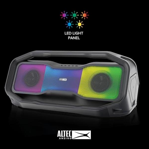 Altec Lansing Rockbox XL 2.0 Portable Bluetooth Wireless Speakers with Led Lights, IP67 Waterproof and Durable for Outdoor, 20 Hours Battery with App Control