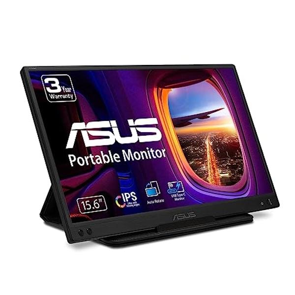 ASUS ZenScreen 15.6” 1080P Portable USB Monitor (MB166C) - Full HD, IPS, USB Type-C, , Tripod Mountable, Anti-Glare Surface, Protective Sleeve, 3-Year Warranty