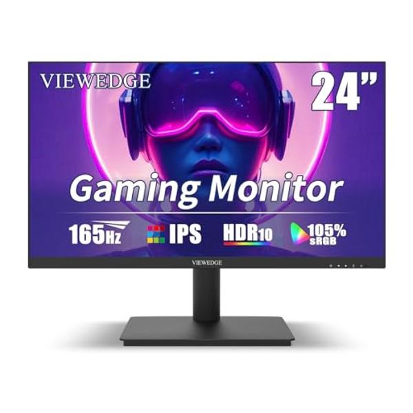 Viewedge 24 Inch Gaming Monitor with 165hz/144hz, IPS 1ms, FHD 1080p and HDR 10 | PC Computer Monitor with 105% sRGB, Bluelight Filter, 2 HDMI & 1 DP Port, Support Freesync and Wal
