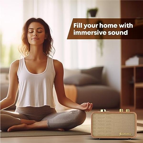 JBL Authentics 500 - Retro Style Home Speaker with Bluetooth, Voice Control, and Dolby Atmos, Multi Room Playback, Built in Alexa and Google Assistant, Automatic self tuning