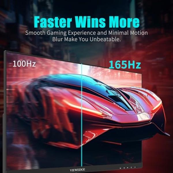 Viewedge 24 Inch Gaming Monitor with 165hz/144hz, IPS 1ms, FHD 1080p and HDR 10 | PC Computer Monitor with 105% sRGB, Bluelight Filter, 2 HDMI & 1 DP Port, Support Freesync and Wal