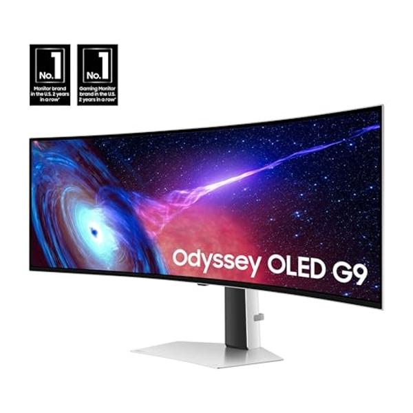 Samsung 49" Odyssey OLED (G93SC) Series Curved Gaming Monitor w QD-OLED, 240Hz, 0.03ms, Dual QHD,DisplayHDR True Black 400,AMD FreeSync Premium Pro,Height Adjustable Stand,3 Yr War