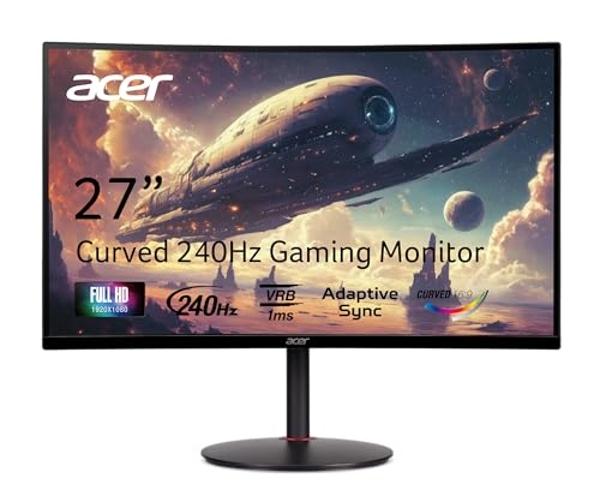 ASUS TUF Gaming VG27VH1B 27” Curved Monitor, 1080P Full HD, 165Hz (Supports 144Hz), Extreme Low Motion Blur, Adaptive-sync, FreeSync Premium, 1ms, Eye Care, HDMI D-Sub, BLACK