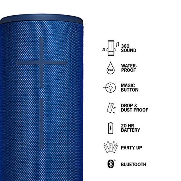 Ultimate Ears MEGABOOM 3 Portable Wireless Bluetooth Speaker (Powerful Sound + Thundering Bass, Bluetooth, Magic Button, Waterproof, Battery 20 Hours) - Lagoon Blue