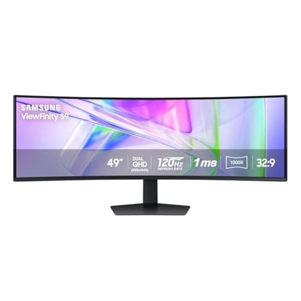Samsung 49” Business Curved Ultrawide Dual QHD Computer Monitor, USB-C, DisplayPort, HDMI, 120Hz, VESA DisplayHDR 400, Built-in Speakers, Height Adjustable Stand, Eye Care, LS49C95