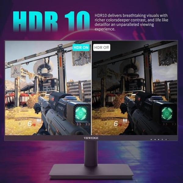 Viewedge 24 Inch Gaming Monitor with 165hz/144hz, IPS 1ms, FHD 1080p and HDR 10 | PC Computer Monitor with 105% sRGB, Bluelight Filter, 2 HDMI & 1 DP Port, Support Freesync and Wal