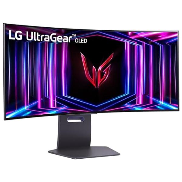 LG 34GS95QE 34-inch Ultragear OLED Curved Gaming Monitor WQHD 1440p 800R 240Hz 0.03ms AMD FreeSync Premium Pro NVIDIA G-Sync HDMI 2.1 DisplayPort Tilt/Height/Swivel Stand Black
