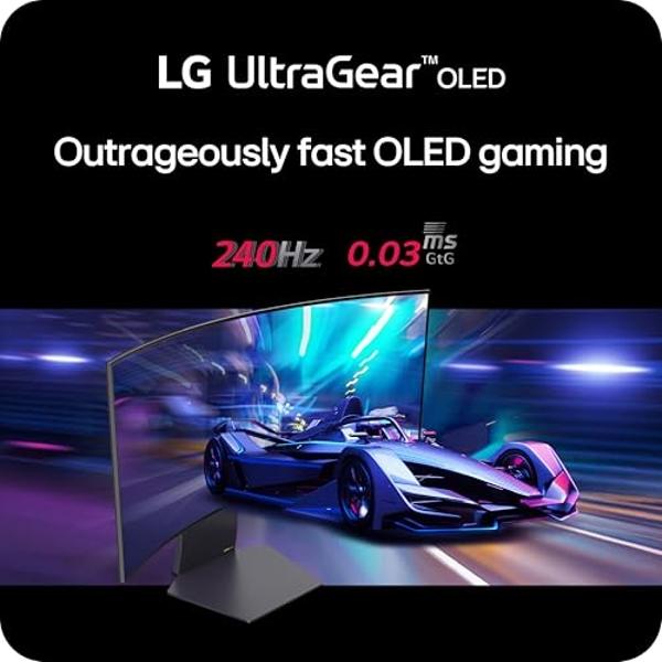 LG 34GS95QE 34-inch Ultragear OLED Curved Gaming Monitor WQHD 1440p 800R 240Hz 0.03ms AMD FreeSync Premium Pro NVIDIA G-Sync HDMI 2.1 DisplayPort Tilt/Height/Swivel Stand Black
