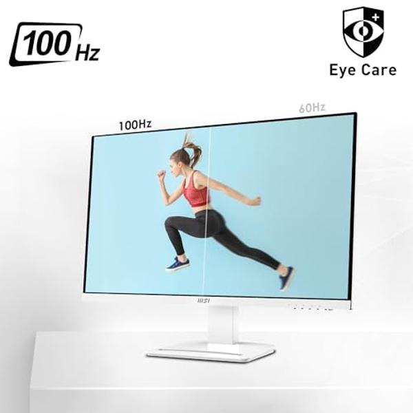 MSI Pro MP273AW, 27" Monitor, 1920 x 1080 (FHD), IPS, 100Hz, TUV Certified Eyesight Protection, 4ms, Displayport, HDMI, Tilt, White
