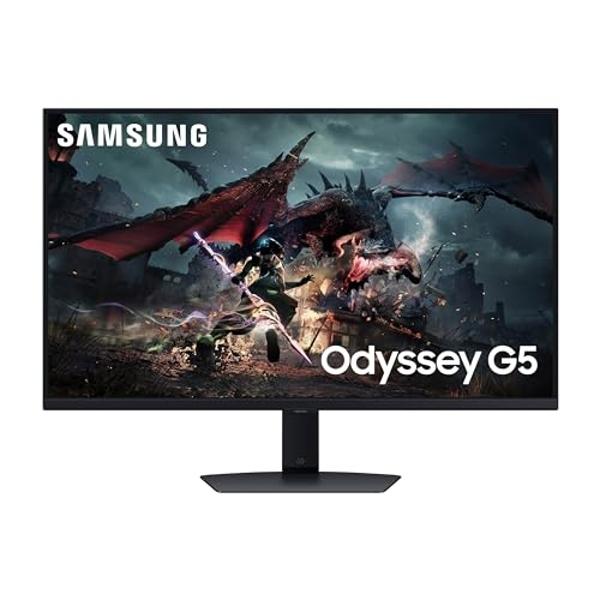 SAMSUNG 32-Inch Odyssey G50D Series QHD Fast IPS G-Sync Compatible Gaming Monitor, 1ms, VESA DisplayHDR 400, 180Hz, AMD FreeSync, Adjustable Stand, Eye Saver Mode, LS32DG502ENXZA, 