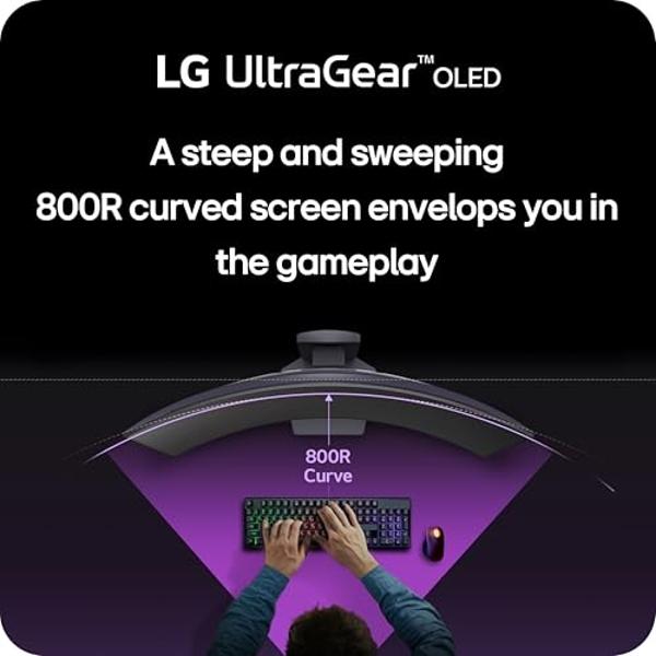 LG 34GS95QE 34-inch Ultragear OLED Curved Gaming Monitor WQHD 1440p 800R 240Hz 0.03ms AMD FreeSync Premium Pro NVIDIA G-Sync HDMI 2.1 DisplayPort Tilt/Height/Swivel Stand Black