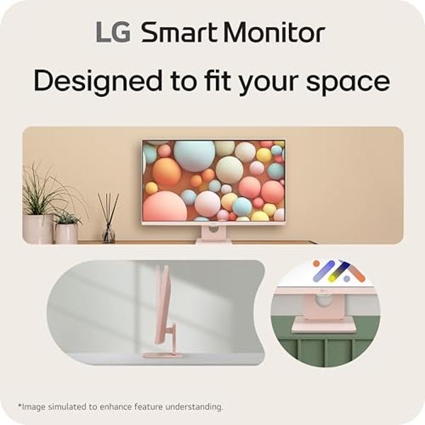 LG 27SR50F-P Smart Monitor 27-Inch FHD (1920x1080) IPS Display, webOS 23, HDR 10, x2 Built-in Speakers, AirPlay 2, Screen Share, Bluetooth, ThinQ App, Remote Control, Pink