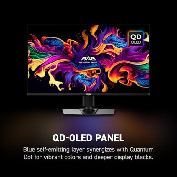 MSI MAG 321UP QD-OLED 32-inch QD-OLED 3840 x 2160 (UHD) Computer Monitor, 165Hz, Adaptive-Synch, HDMI, Display Port, VGA Port, VESA Mountable, Tilt, Height Adjustable, Speaker, 0.0