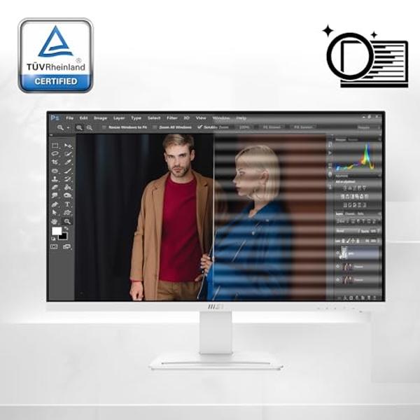MSI Pro MP273AW, 27" Monitor, 1920 x 1080 (FHD), IPS, 100Hz, TUV Certified Eyesight Protection, 4ms, Displayport, HDMI, Tilt, White