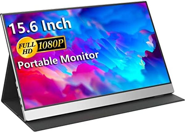 USB-C Portable Monitor - 15.6 Inch FHD HDR FreeSync Zero Frame USB-C Computer Display with Dual Type-C Mini HDMI for Laptop PC Phone Mac Surface Xbox PS5 Switch, with Cover VESA Mo