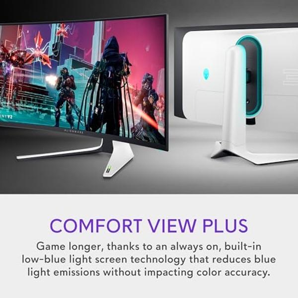 Alienware AW3423DW Curved Gaming Monitor 34.18 inch Quantom Dot-OLED 1800R Display, 3440x1440 Pixels at 175Hz, True 0.1ms Gray-to-Gray, 1M:1 Contrast Ratio, 1.07 Billions Colors - 