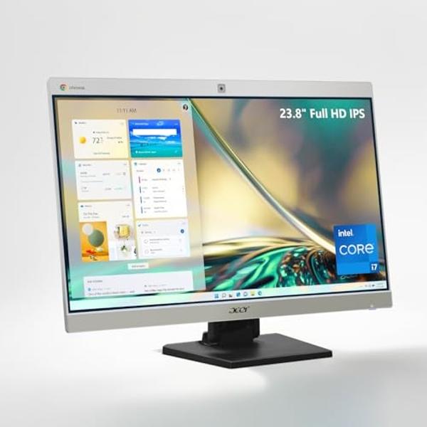 acer Chromebase CA24V2 All-in-One Desktop, 23.8'' Full HD Display, Intel I7 8 Gen Processor, 16G DDR4, M.2 NVMe 512G SSD, Webcam, Chrome OS, WiFi 5/BT 4.2/HDMI/USB 3.1 for Home & O