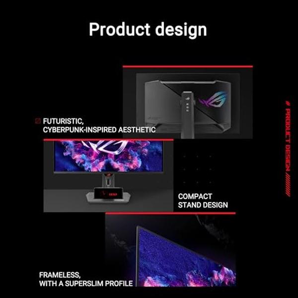 ASUS ROG Strix 26.5” 1440P QD-OLED Gaming Monitor (XG27ACDNG) -QHD (2560x1440), 360Hz, 0.03ms, Custom Heatsink, OLED Care+, G-SYNC Compatible, 99% DCI-P3, DisplayWidget, AI Gaming,
