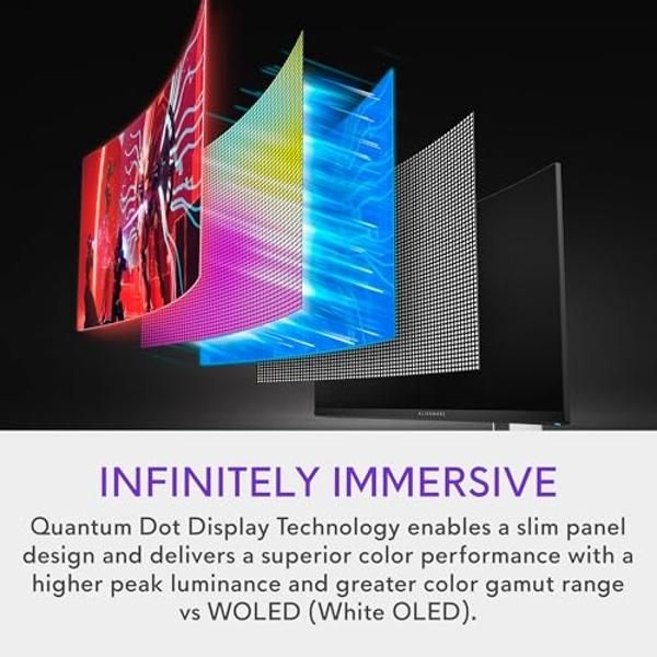 Alienware AW3423DW Curved Gaming Monitor 34.18 inch Quantom Dot-OLED 1800R Display, 3440x1440 Pixels at 175Hz, True 0.1ms Gray-to-Gray, 1M:1 Contrast Ratio, 1.07 Billions Colors - 