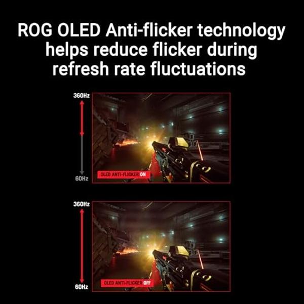 ASUS ROG Strix 26.5” 1440P QD-OLED Gaming Monitor (XG27ACDNG) -QHD (2560x1440), 360Hz, 0.03ms, Custom Heatsink, OLED Care+, G-SYNC Compatible, 99% DCI-P3, DisplayWidget, AI Gaming,