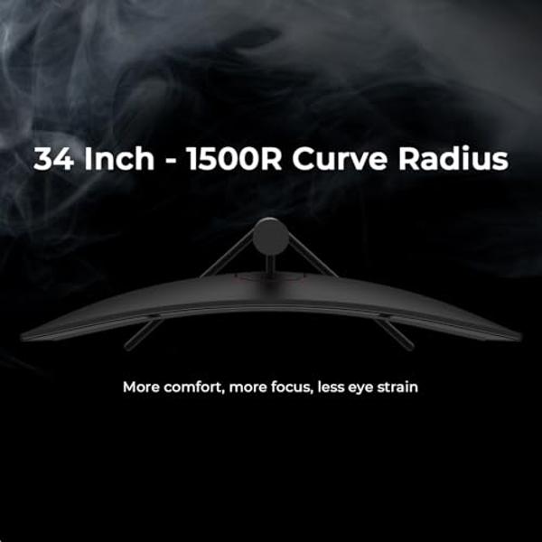 Deco Gear 34" 3440x1440 21:9 Ultrawide Curved Monitor, 180Hz, HDR10, 4000:1 Contrast Ratio, 99% sRGB, 16.7 Million Colors, Adaptive Sync, Blue Light Reduction