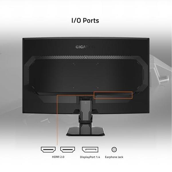 GIGABYTE GS27QC 27" 165Hz 1440P Curved Gaming Monitor, 2560 x 1440 VA 1500R Display, 1ms (MPRT) Response Time, HDR Ready, FreeSync Premium, 1x Display Port 1.4, 2X HDMI 2.0,Black