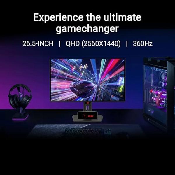 ASUS ROG Strix 26.5” 1440P QD-OLED Gaming Monitor (XG27ACDNG) -QHD (2560x1440), 360Hz, 0.03ms, Custom Heatsink, OLED Care+, G-SYNC Compatible, 99% DCI-P3, DisplayWidget, AI Gaming,