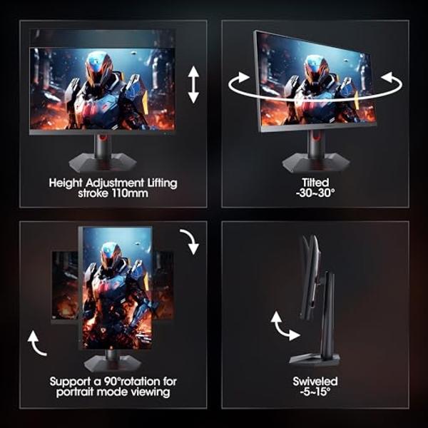 KOORUI Gaming Monitor, QHD 24" Nano IPS Display, 1440P 165Hz Computer Monitor, 1ms 2K PC Screen, 100% sRGB, Adaptive Sync, Height/Tilt/Pivot Adjustment, HDMI, DisplayPort, GP01