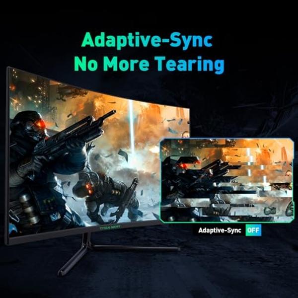 TITAN ARMY 32 Inch 240Hz 1440P Gaming Monitor Curved, 2K QHD 2560 x 1440 1ms, Adaptive Sync, 1500R Frameless VA, 124% sRGB, HDMI 2.1, DisplayPort 1.4, HDR400, Low Blue Light, VESA 