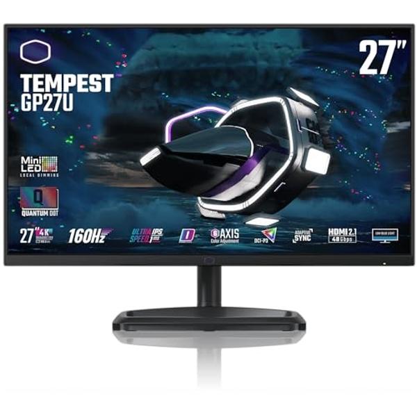 Cooler Master Tempest GP27U 27" 4K UHD 3840 x 2160 Quantum Dot MiniLED Gaming Monitor, HDR1000 Ready, FreeSync/G-Sync, 160Hz, 1ms Response, 98% DCI-P3, VESA Mounting Tilt & Swivel 