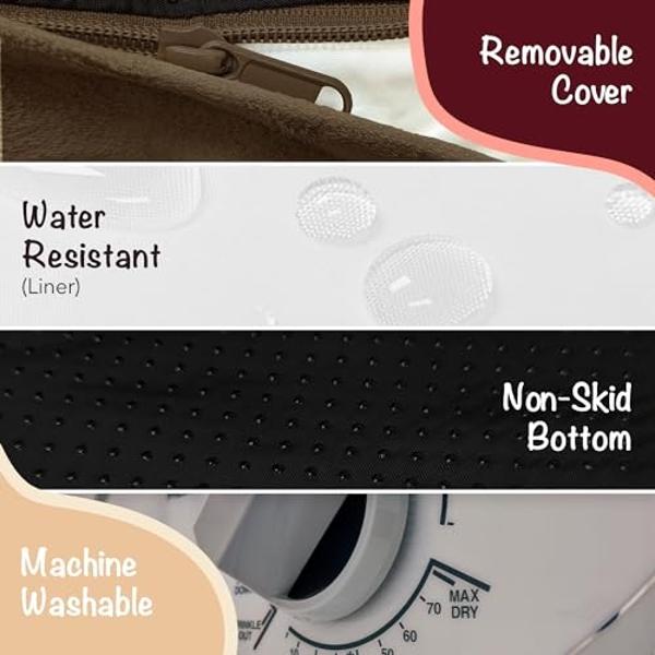 Chester Small Dog Bed - Orthopedic Memory Foam Mattress, Calming Couch, Wall Rim Pillow, Water Resistant, Washable Cover, Non-Slip, Cocoa Brown