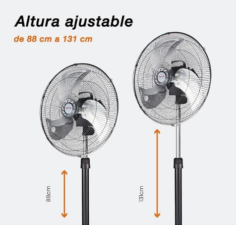 VENTILADOR MYTEK 3392 PEDESTAL 18 PUL 3 VEL METAL INDUSTRIAL NEGRO