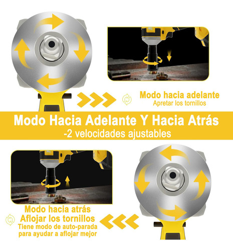 Kit Herramientas YISHAN 21V Inalámbrico con Llave de Impacto 1/2 y Taladro Atornillador 3/8 Motor Sin Escobillas 3 Baterías LED Percutor Reversa Brocas y Accesorios Bolsa Incluida
