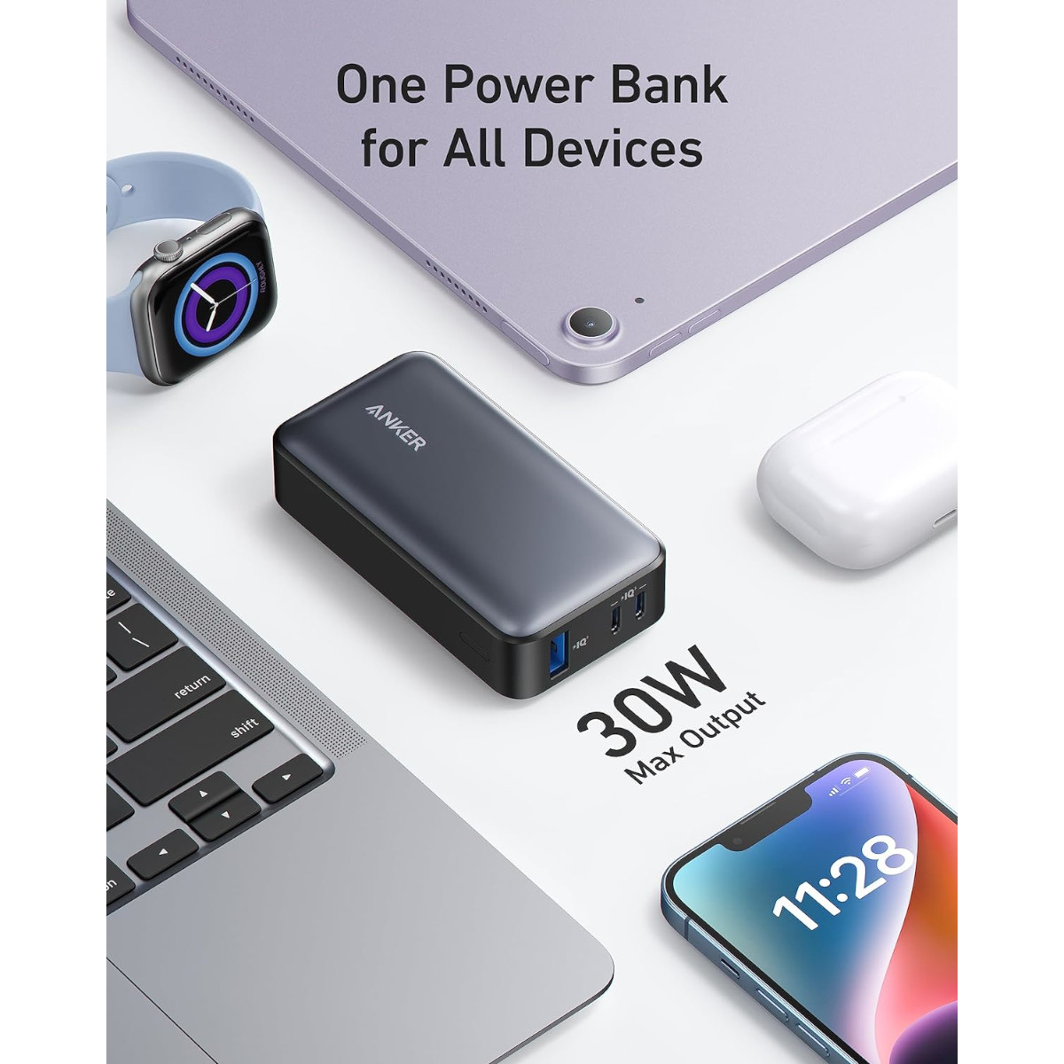 Power Bank Anker 533 10,000mAh 30W PD Negro USB Dúo