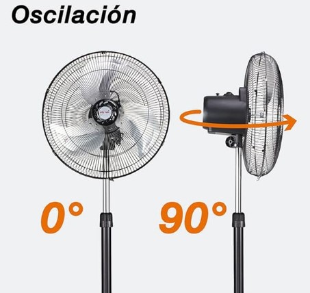 VENTILADOR MYTEK 3392 PEDESTAL 18 PUL 3 VEL METAL INDUSTRIAL NEGRO