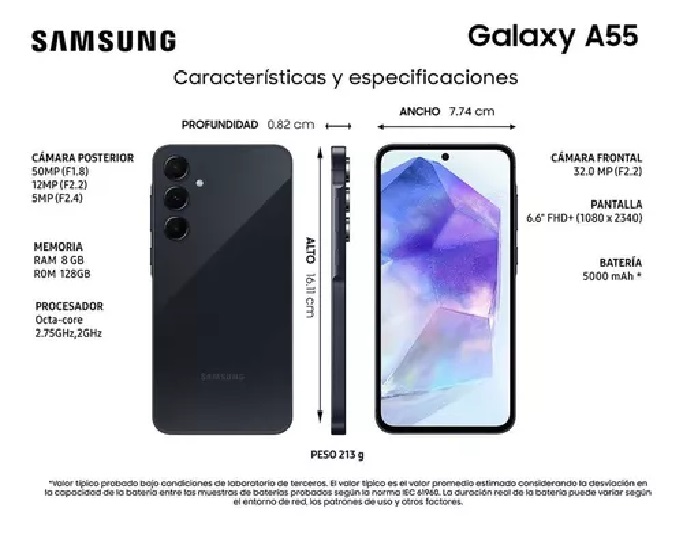 Samsung A55 5G 256Gb 12Ram Dual Sim Color Negro Nuevo Libre