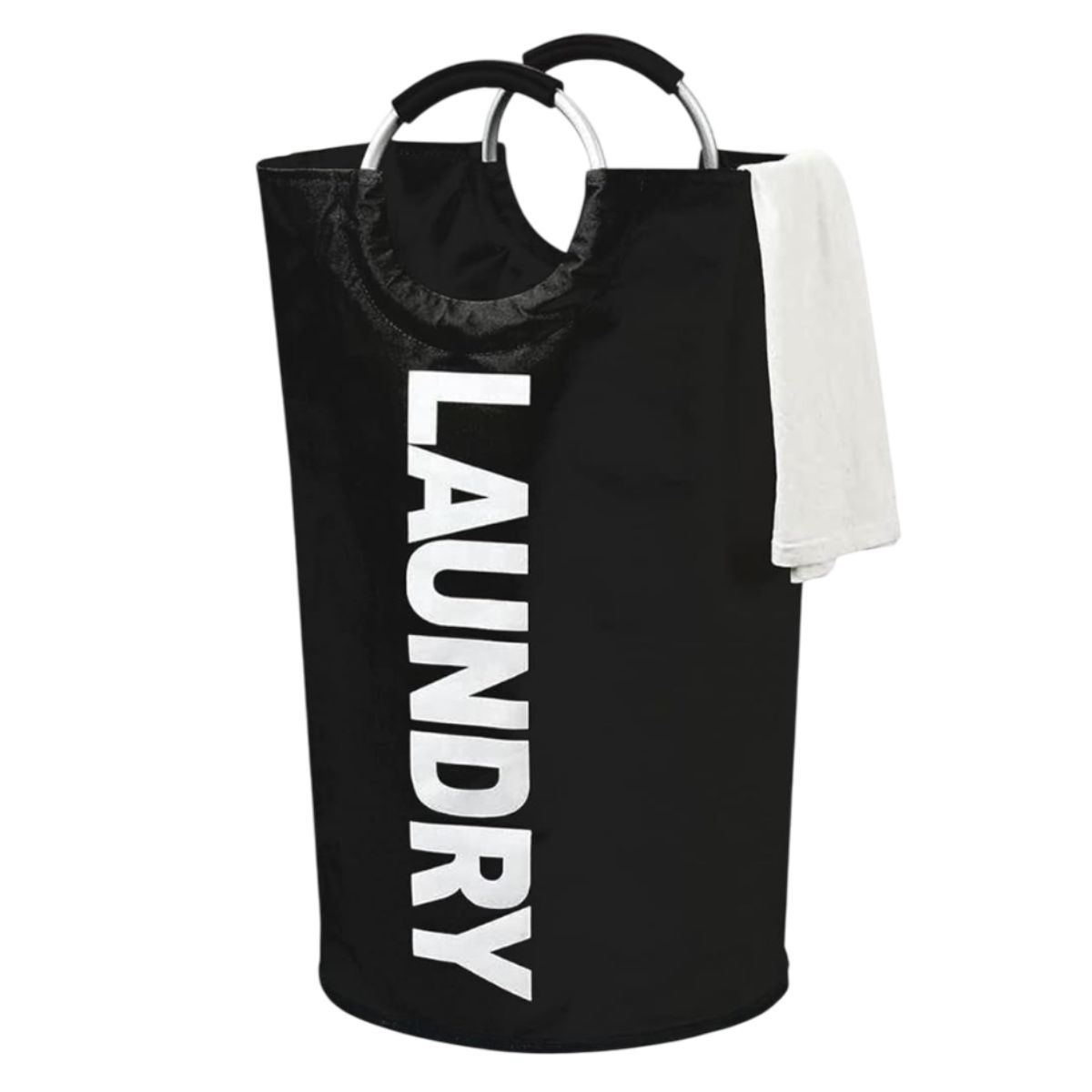 Cesto Plegable para Ropa, 73 x 38 cm, con Asas de Aluminio, Negro, Bluelander 